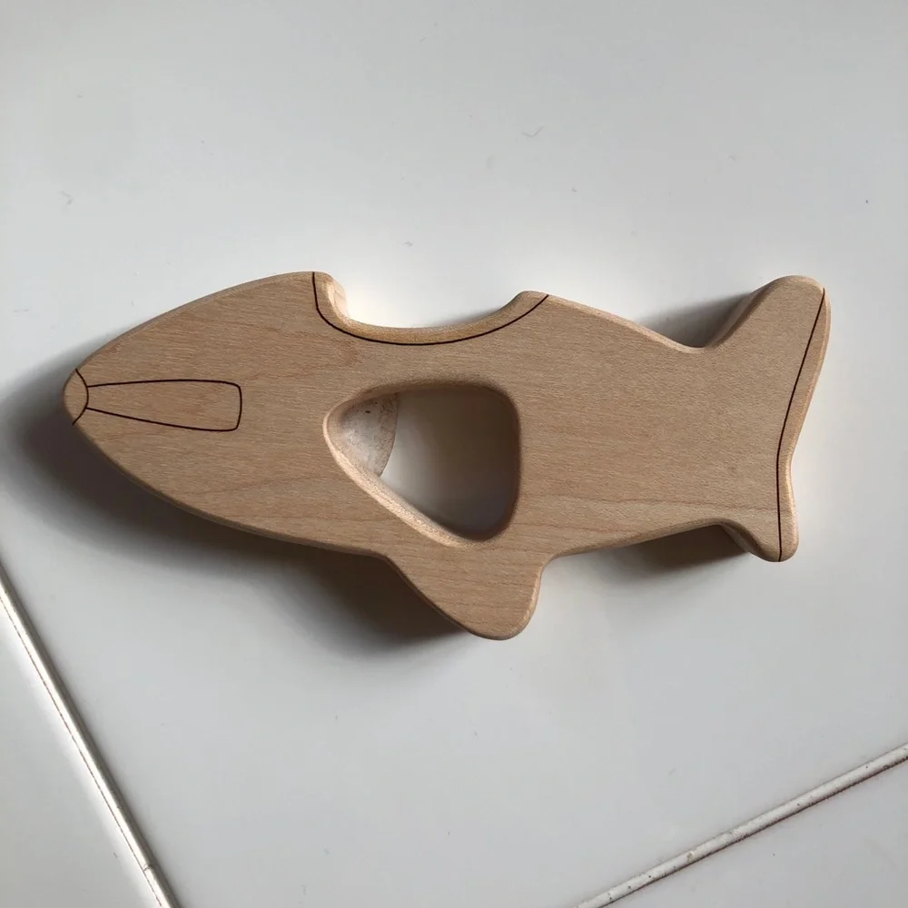 NWT Airplane teether natural wood baby teether